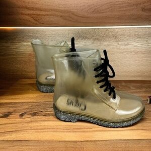 Circus By Sam Edelman Women's Silver Sparkle Clear Rain Boots